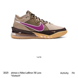 Nike LeBron 18 Low Tan and Purple Men's Shoes